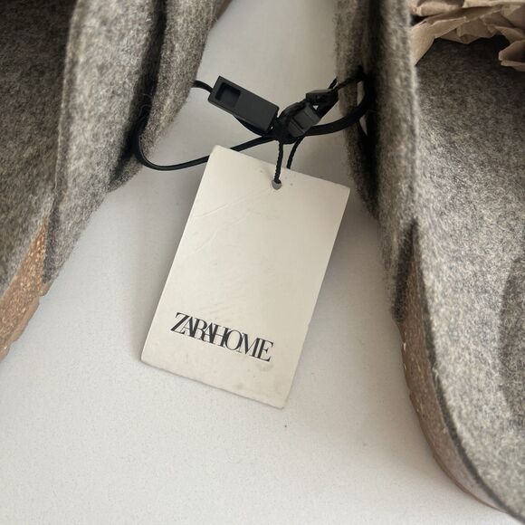Zara Home Women’s Felt Clogs With Strap Gray Size 10 1202/500 Cork Sole - Picture 9 of 11